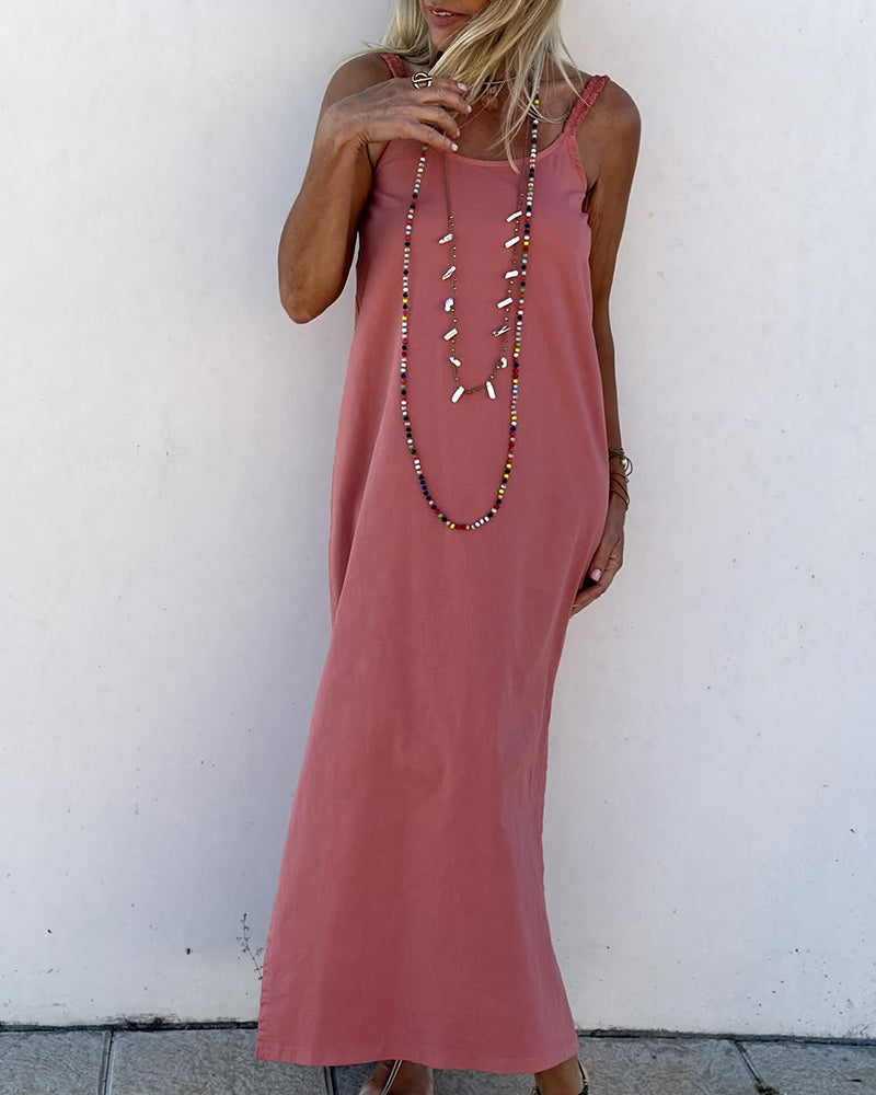 Casual Slim Fit Sleeveless Split Dresses