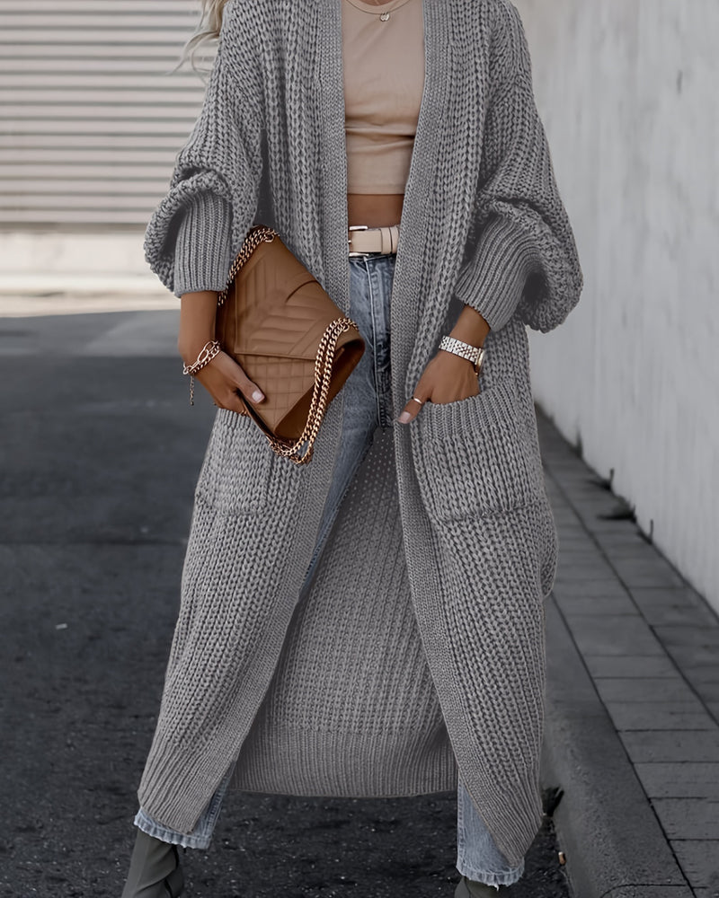 Loose Solid Open Front Pocket Cardigan