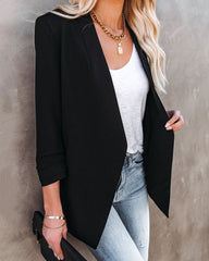 Casual Solid Color Pocket Cardigan Blazer