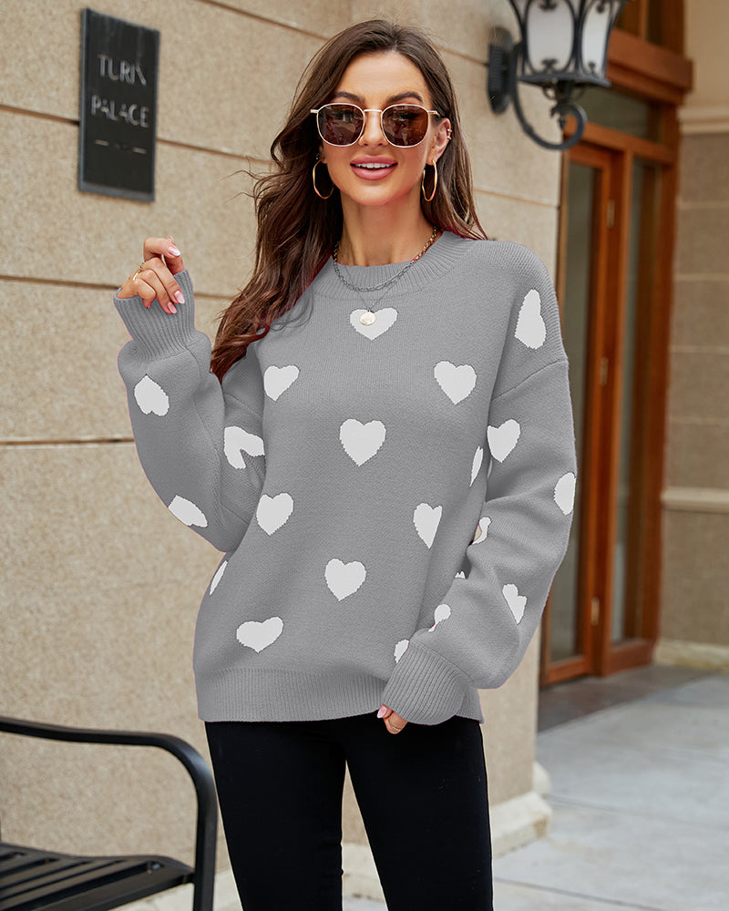 Valentine's Day Heart Pattern Knitwear Sweater