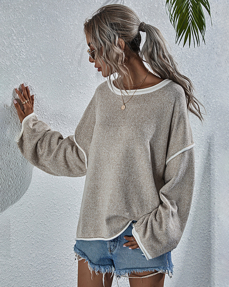 Oversized Soft Knit Long Batwing Sleeve Pullover Sweater Tunic Outfit Tops