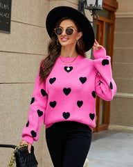 Valentine's Day Heart Pattern Knitwear Sweater