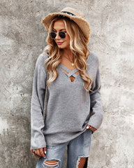 Sexy Hollow V Neck Long Sleeve Sweater