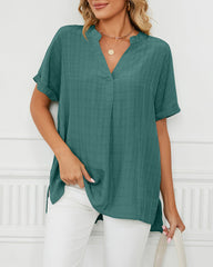 V Neck Blouse Elegant Casual Short Sleeve V Neck T-Shirt