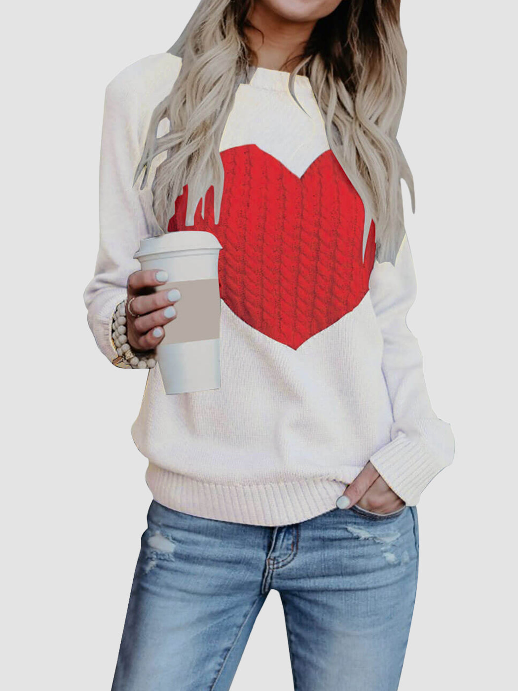 Love Heart Shirt Plus Size Pullover Sweater