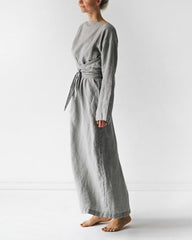 Tie Belt Long Sleeve Maxi Dress