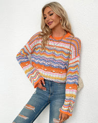 Casual Sweater Rainbow Striped Knitwear