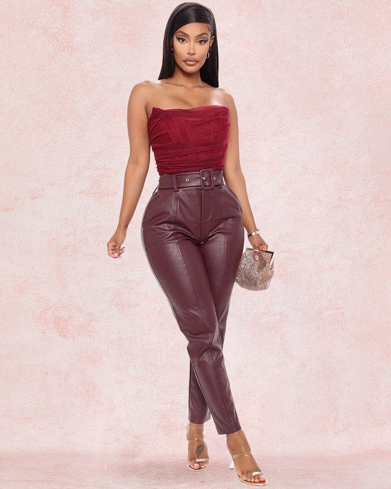 Cropped Herringbone Corset Tank Top