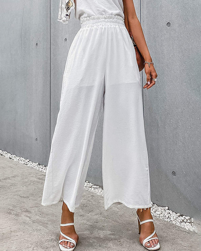 High Waisted Straight Leg Pants Wide Leg Casual Relaxed Fit Lounge Sweatpants