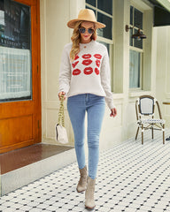 Valentine's Day Heart Lips Pattern Sweater