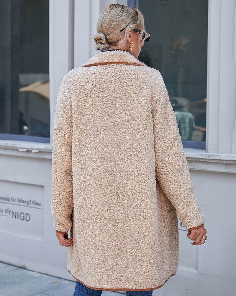 Lapel Irregular Mid -length Double -sided Plush Coat