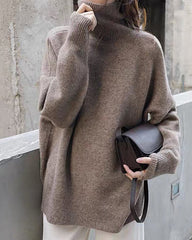 Turtleneck Cashmere Sweater Women Loose Pullover Lazy Wind Warm Knitted Pullover