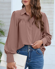 V Neck Button Down Shirts Long Sleeve Collared Blouses Tops