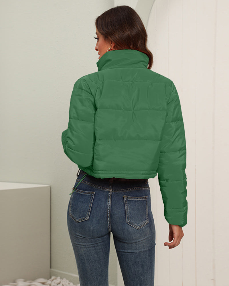 Short Puffer Jacket Stands Up Zipper Outerwear