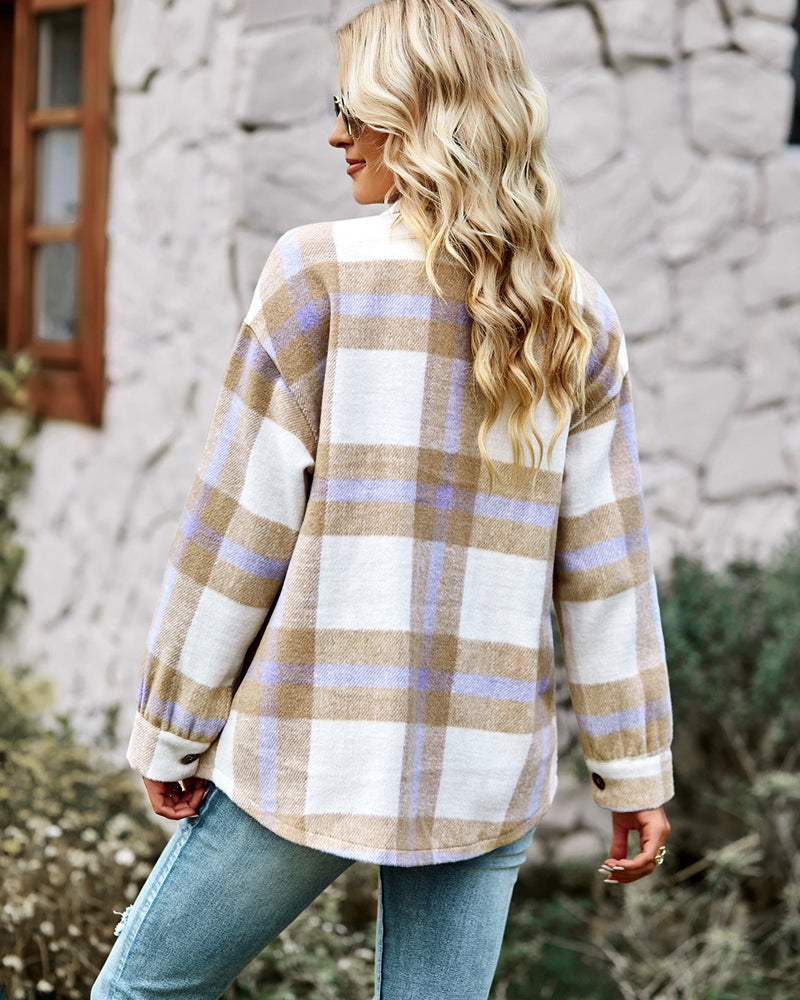 Long Sleeve Plaid Top Jacket