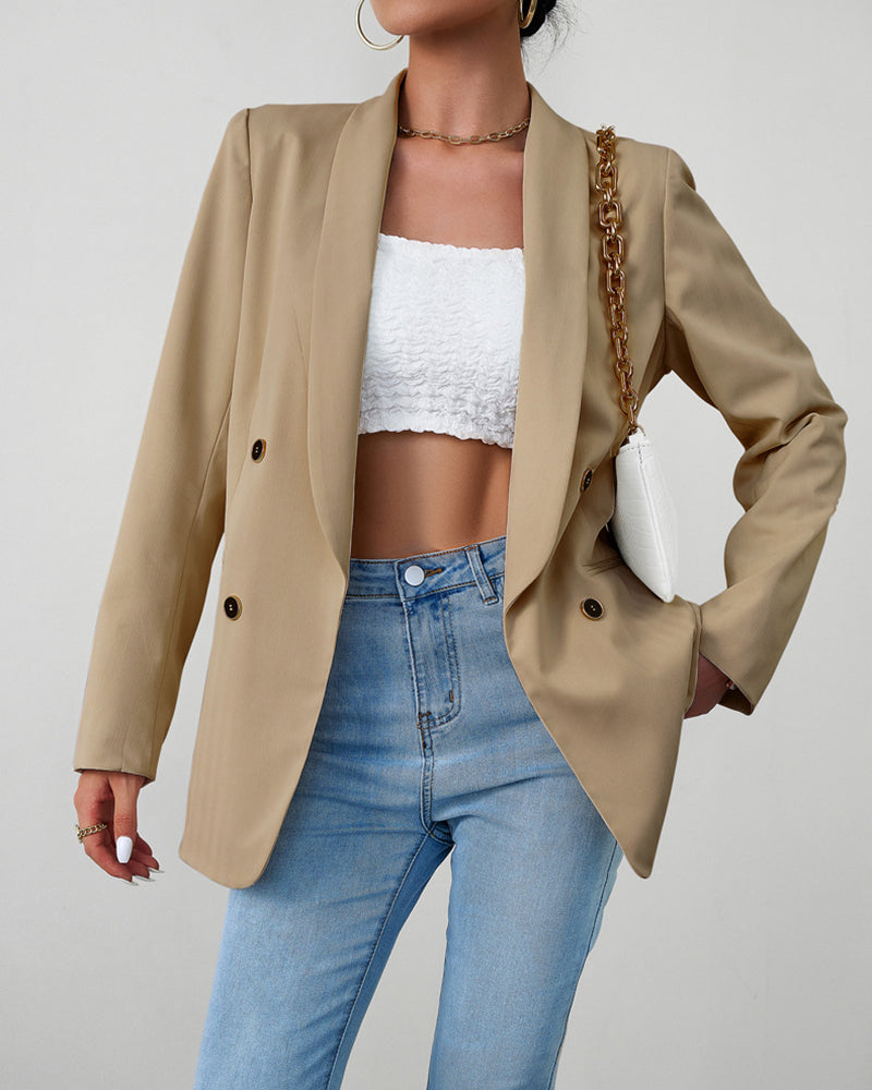 Casual Blazers Double Breasted Long Sleeve Work Office Blazer Jacket