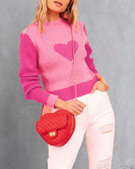 Heart Pattern Color Block Sweater