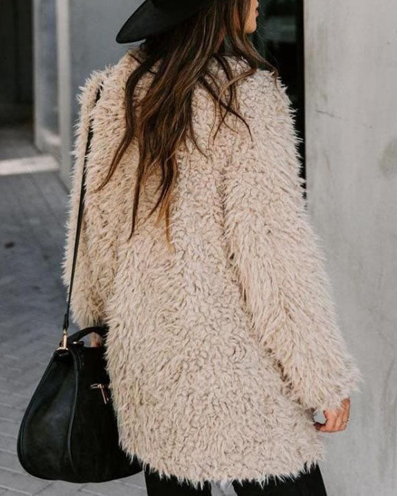Teddy Bear Coat Winter Warm Loose Oversized  Fleece Jacket Pockets Coat