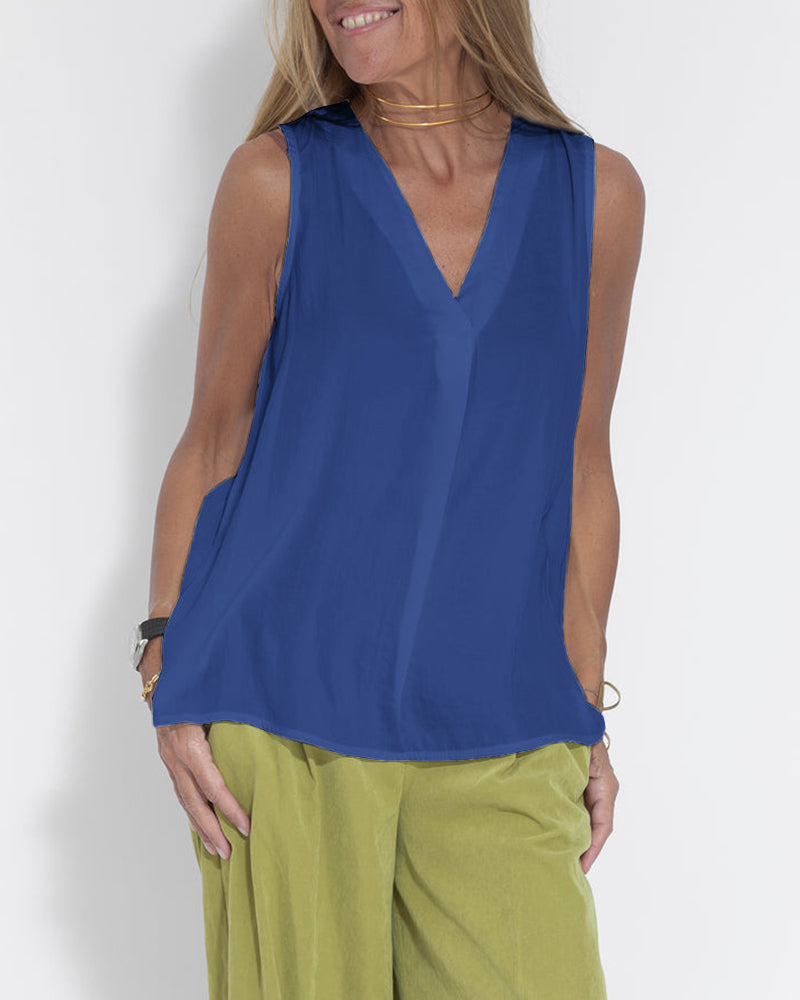 Women's Sleeveless V-Neck Chiffon Blouse Vest