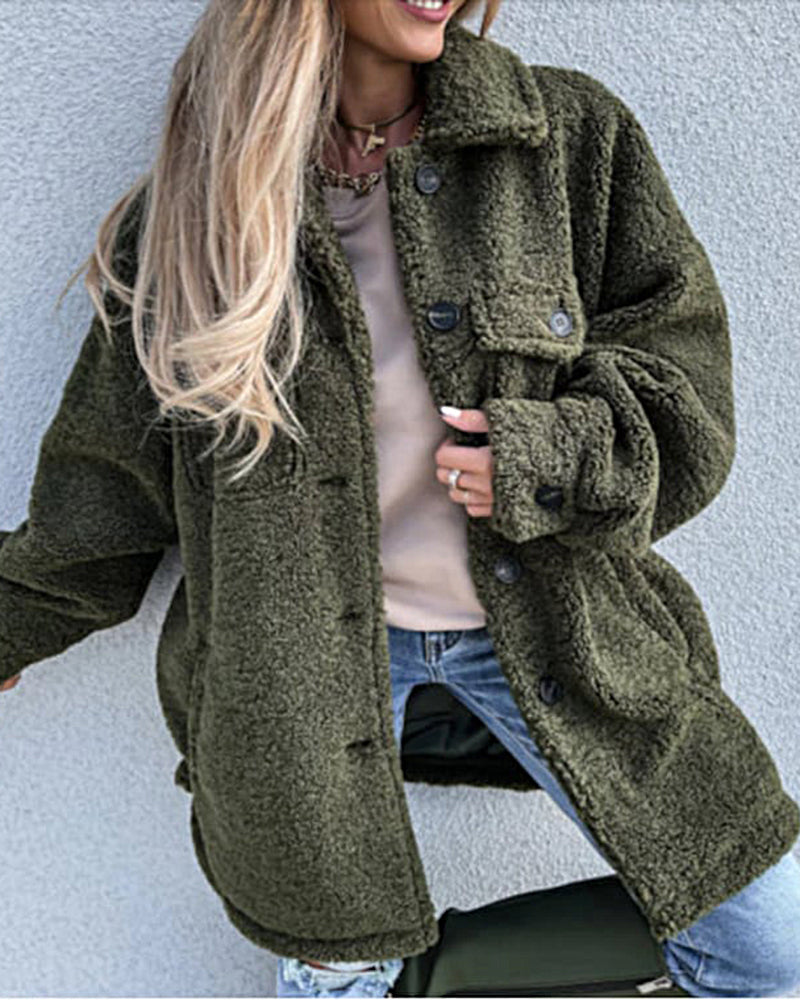 Single-breasted Lapel Irregular Mid-length Fur Coat