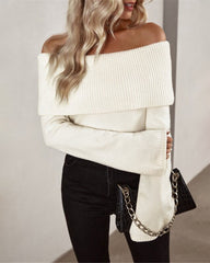 Off Shoulder Fold Over Sweater Sweaters