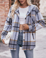 Casual Mid-length Plaid Shirt Hooded Jacket