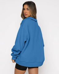 Oversized Half Zip Pullover Long Sleeve Sweatshirt