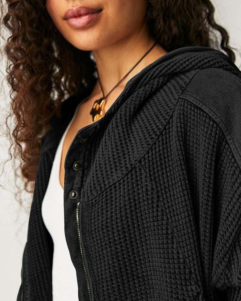 Long Sleeve Loose Slouchy Zip Hoodie Jacket