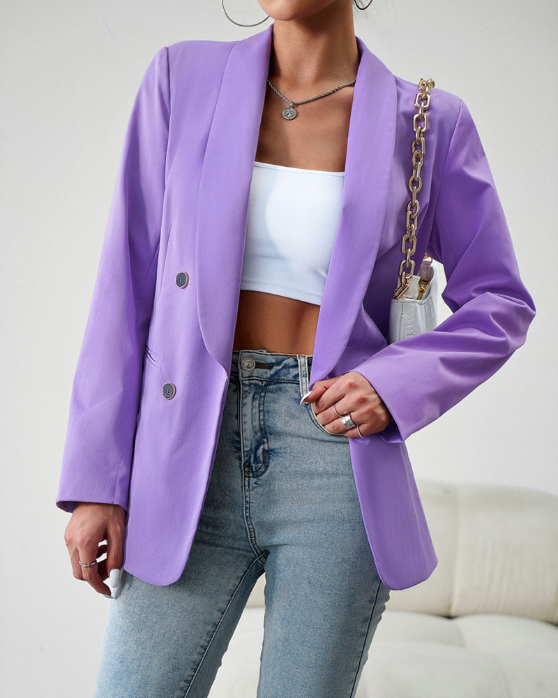 Casual Blazers Double Breasted Long Sleeve Work Office Blazer Jacket