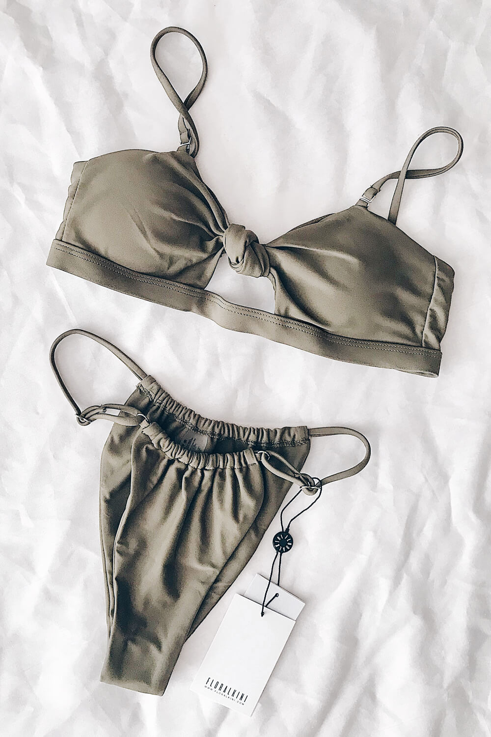 Military Green Brazilian String Bikini Bottoms