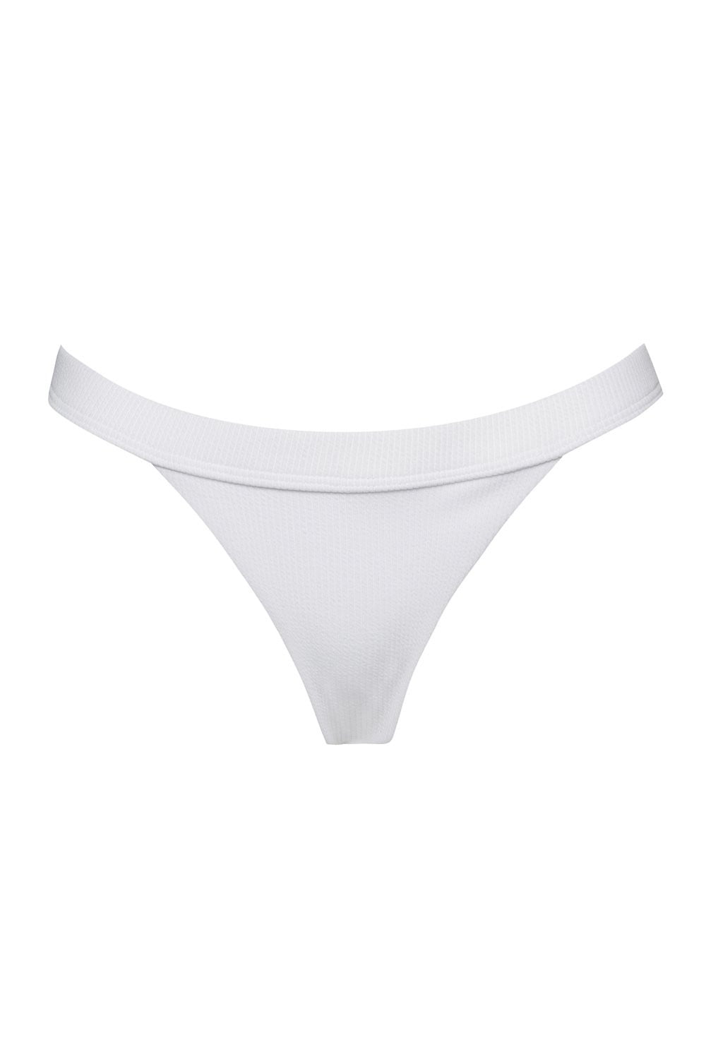 White Ribbed High Rise Bikini Bottoms