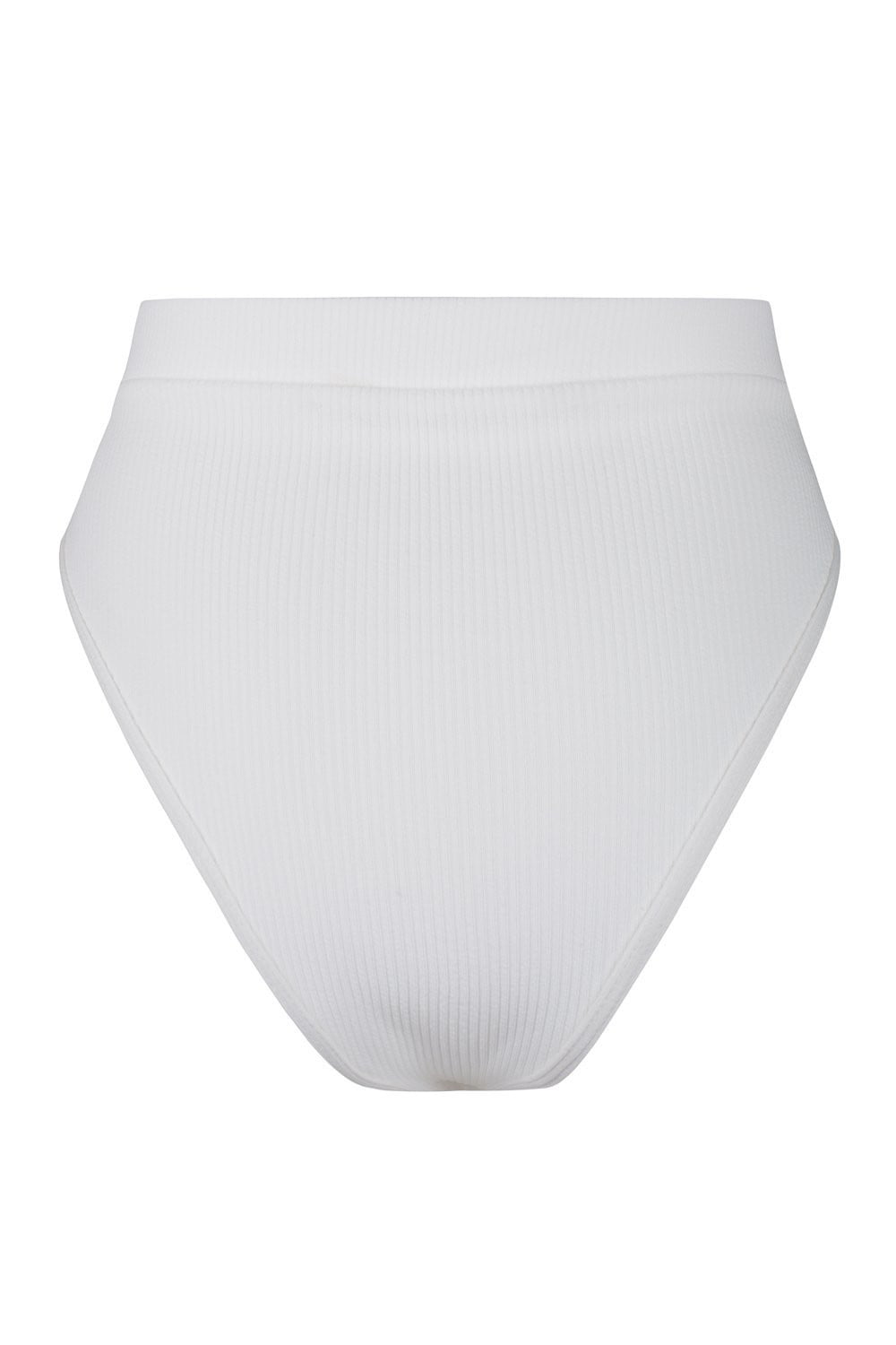 White Ribbed High Waist Bikini Bottoms