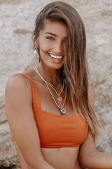 Orange High Waisted Bikini Bottom