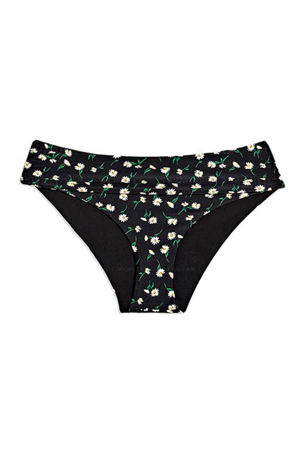 Daises Black Banded Bikini Bottom