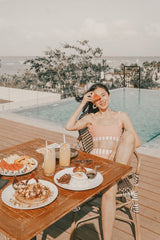 Rose Striped Bikini Top