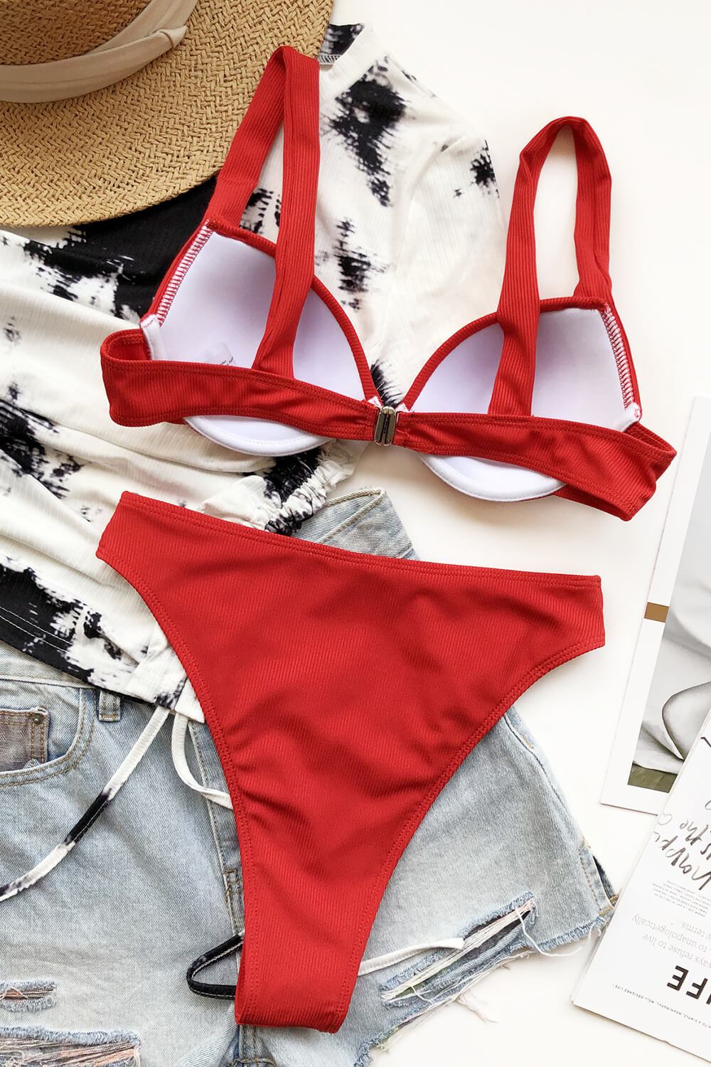 Red Underwire Bralette Bikini Top