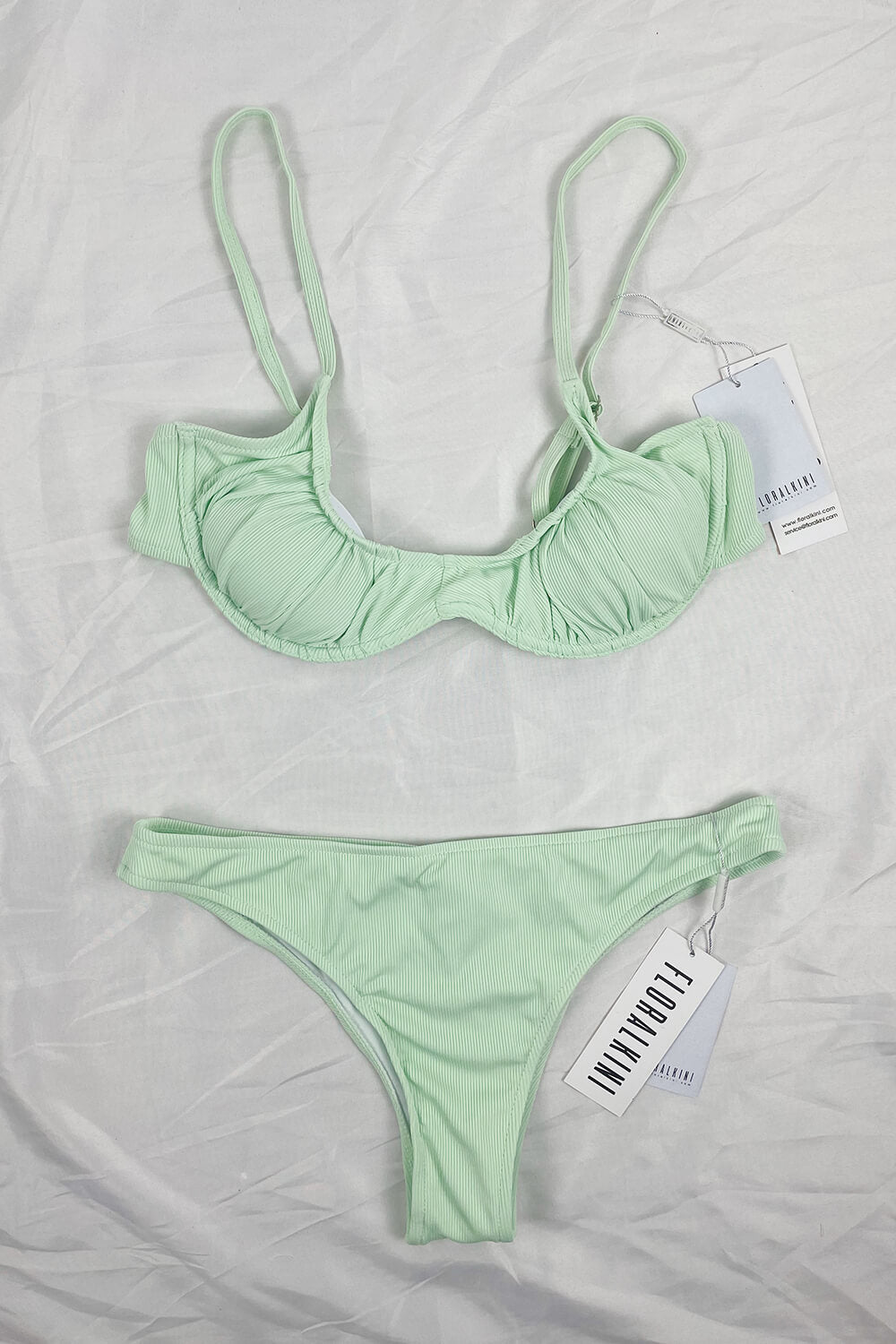 Mint Rib Moulded Ruched Bikini Top