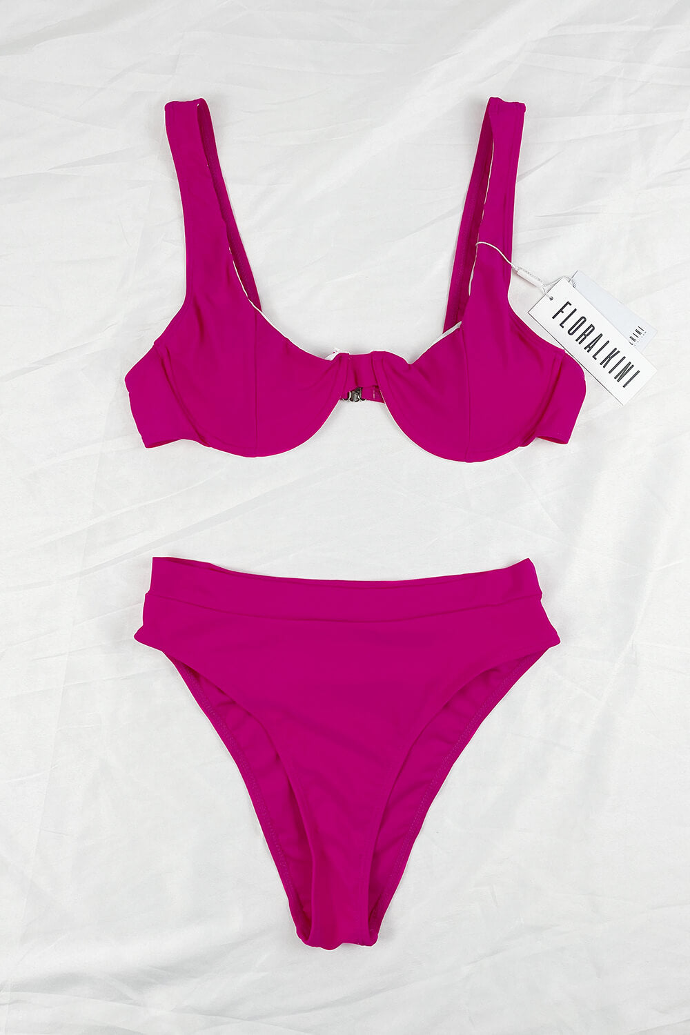 Deep Pink High Waisted Bikini Bottom