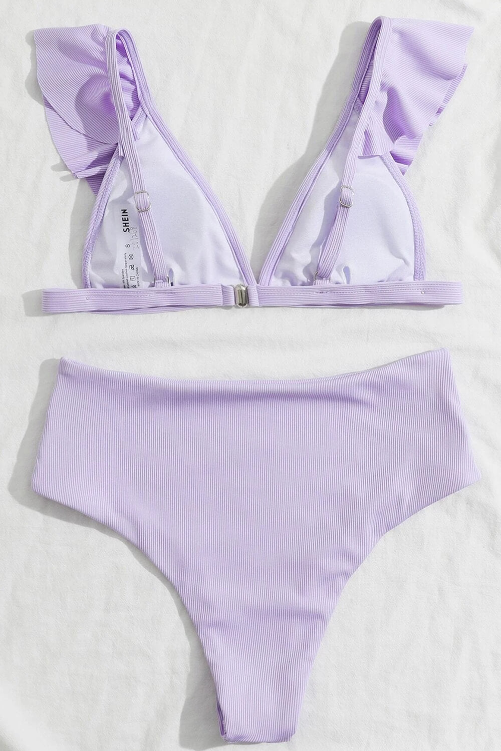 Lilac Ribbed High-Waist Bikini Bottoms