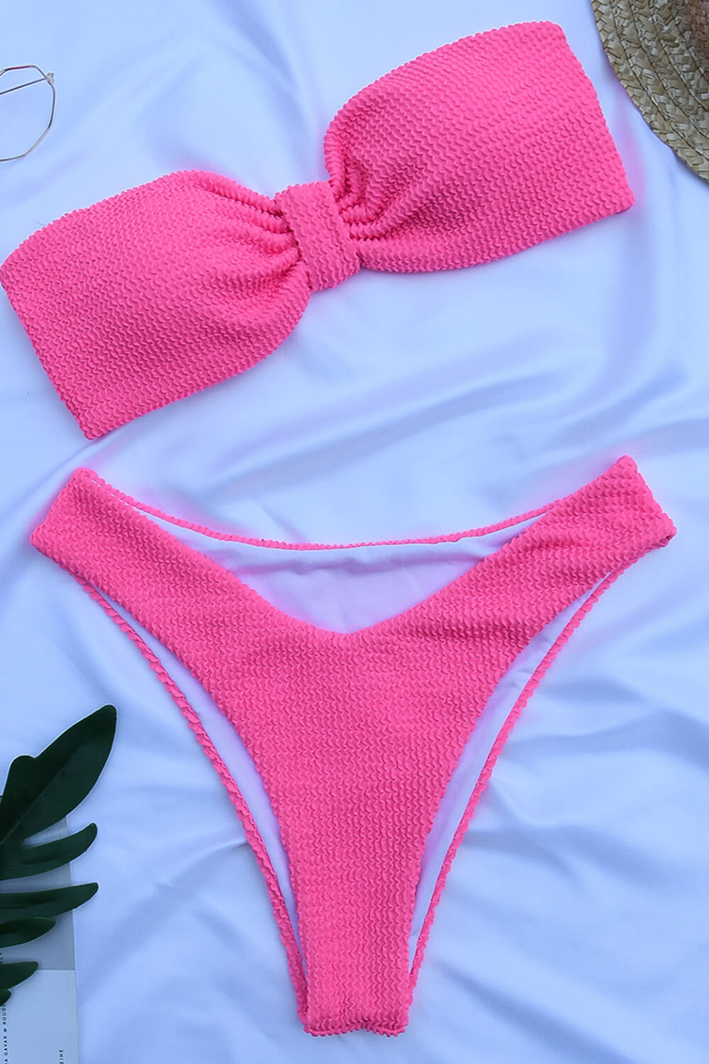 Hot Pink Crinkle Bikini Bottoms