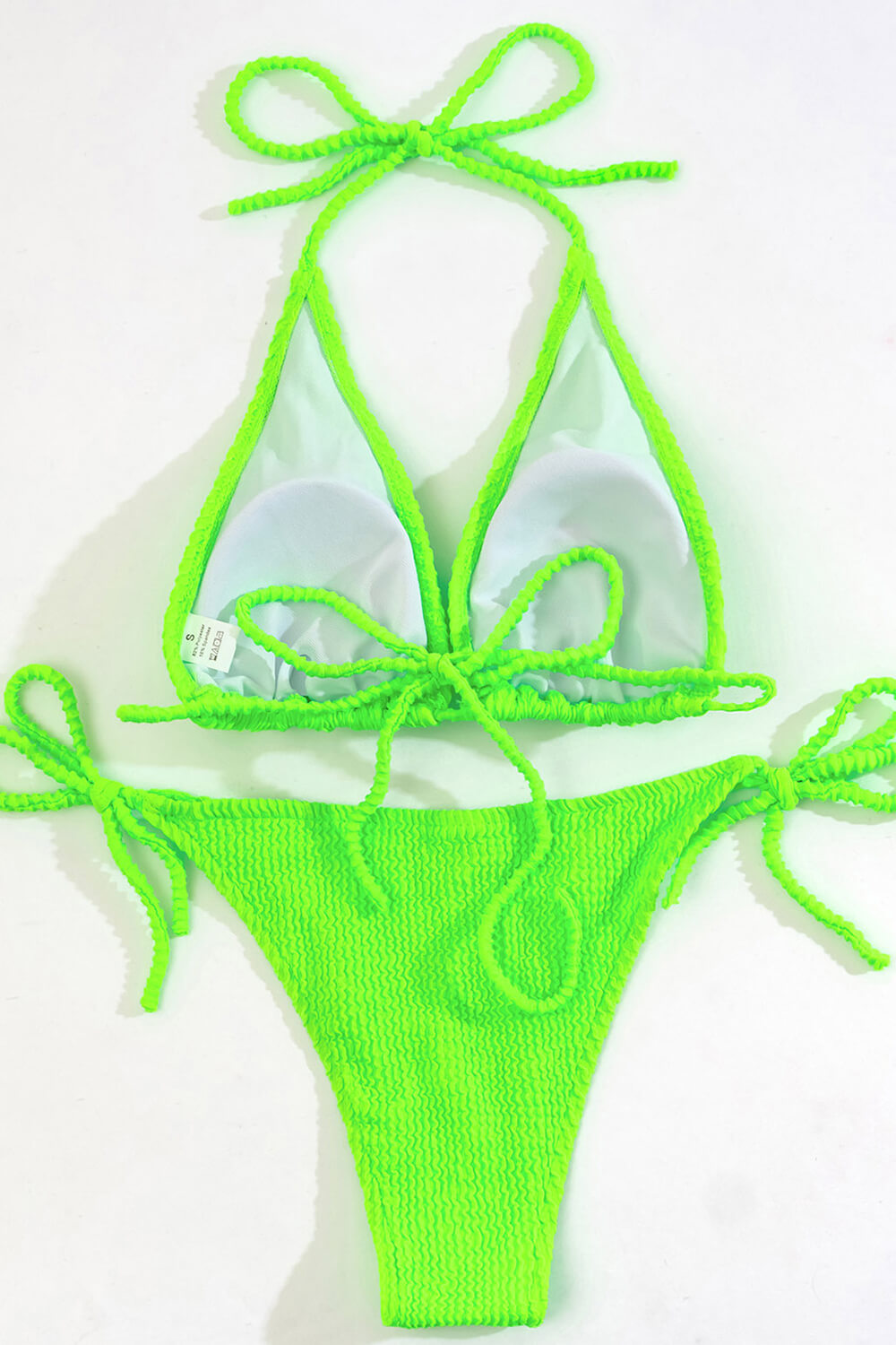 Lime Crinkle Tie Side Bikini Bottoms