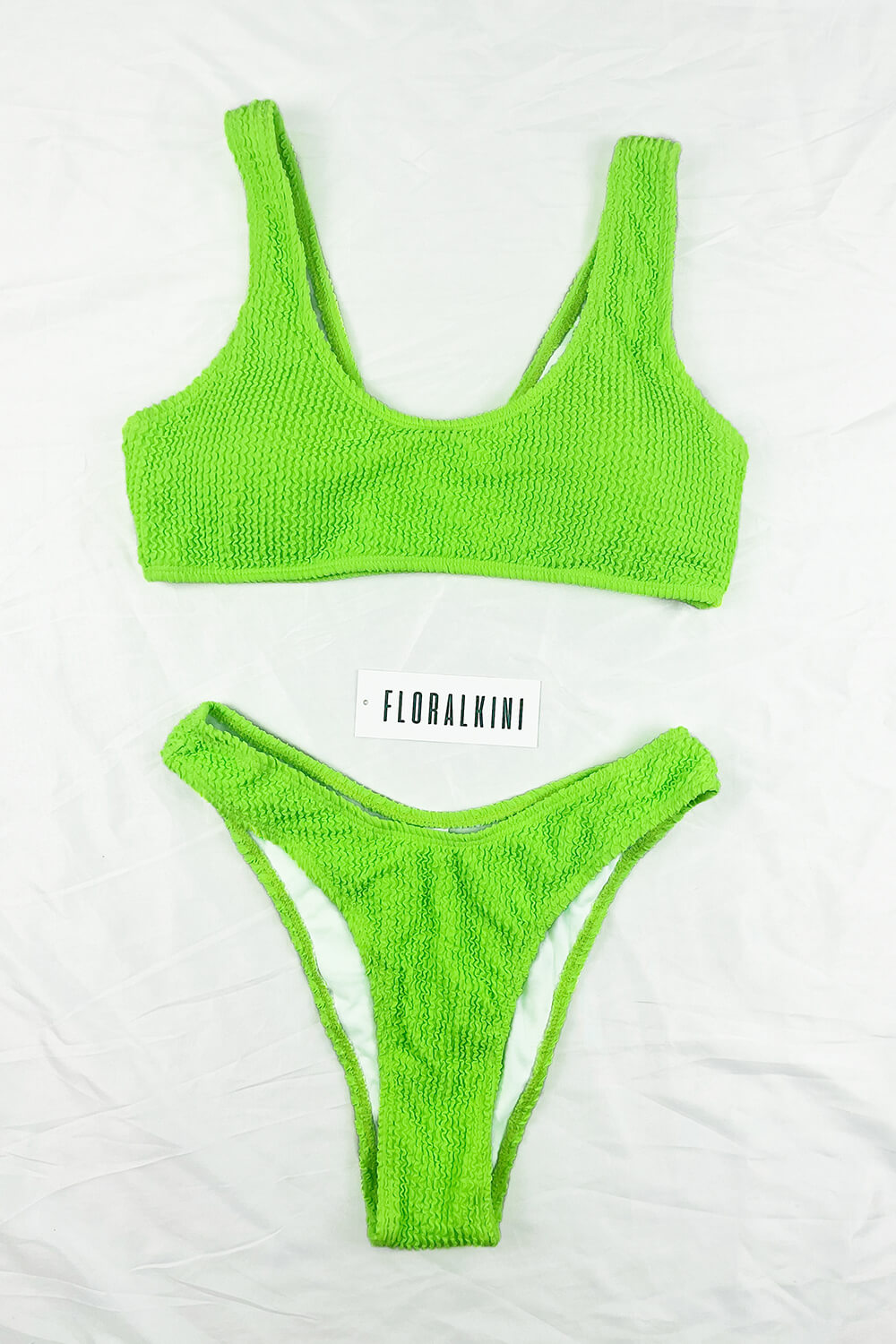 Neon Green High Leg Bikini Bottoms