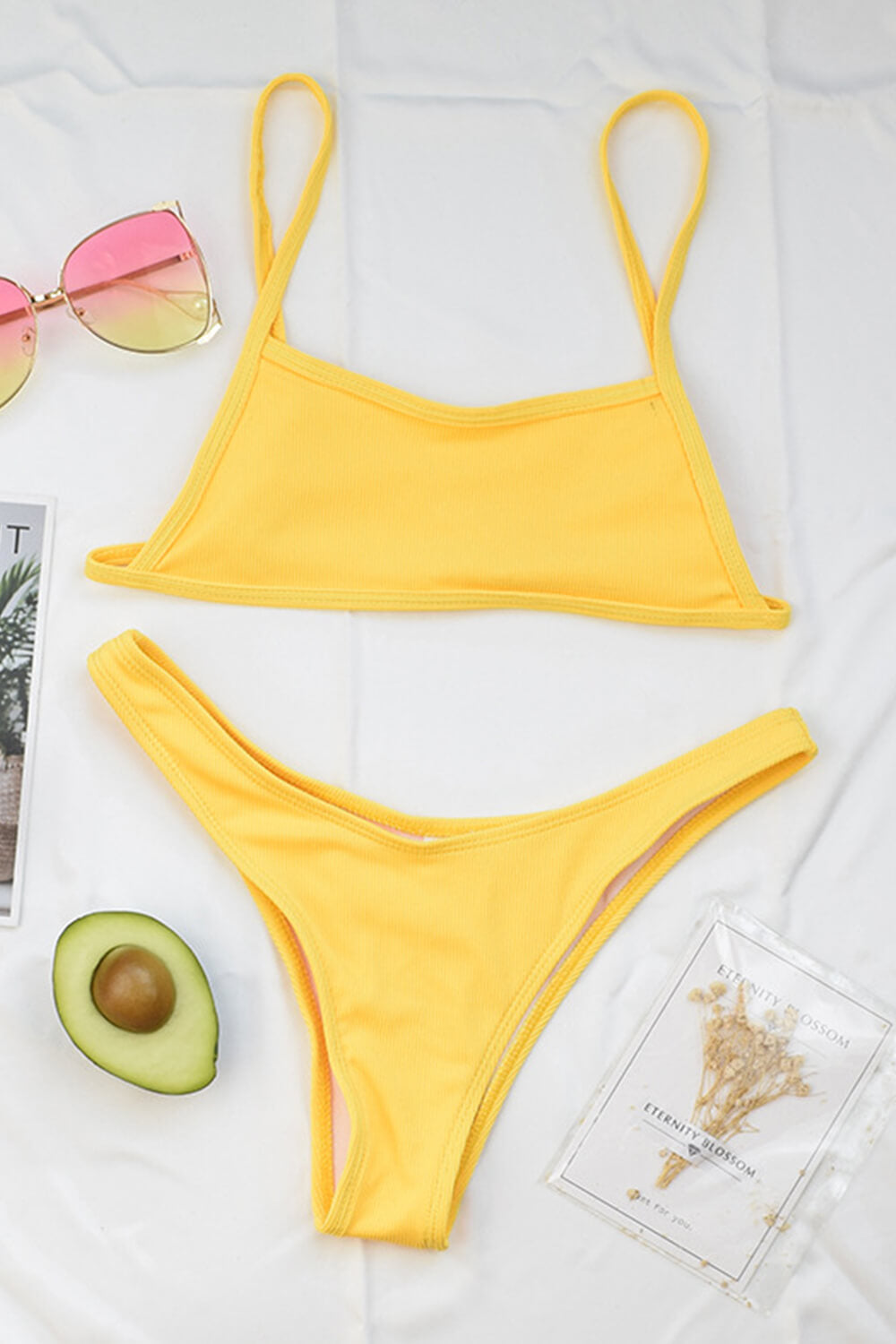 Yellow Ribbed Bikini Bottoms