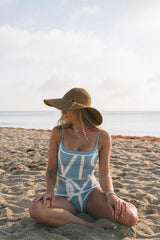 Vintage Floral Print Reversible Tie-Shoulder One Piece Swimsuit