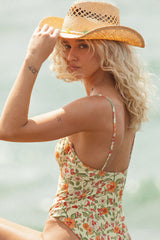 Blossom Tie Front Underwire One Piece Swimsuit - Lemon