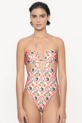 Mejorana Printed Cutouts Halter One Piece Swimsuit