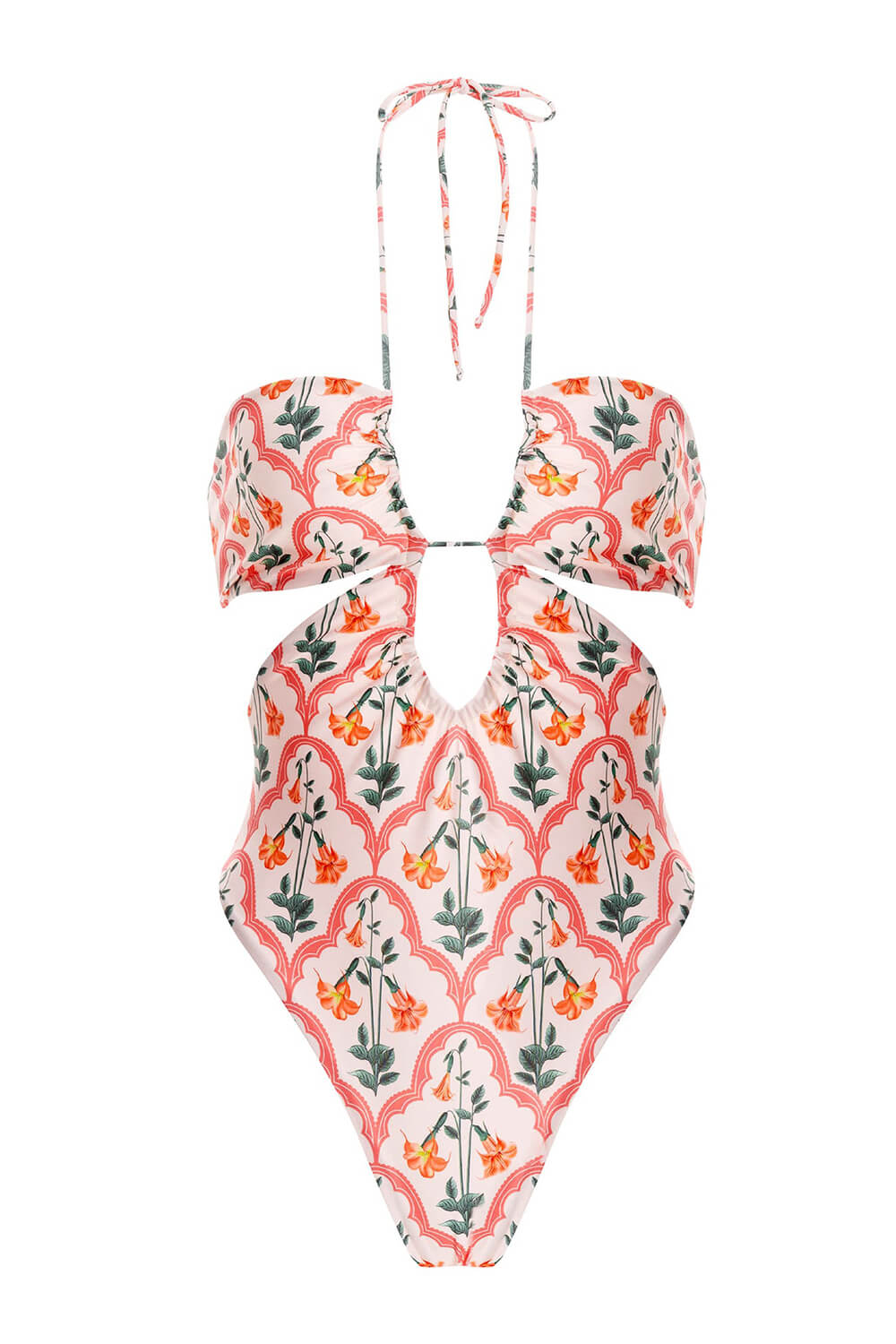 Mejorana Printed Cutouts Halter One Piece Swimsuit