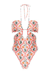 Mejorana Printed Cutouts Halter One Piece Swimsuit