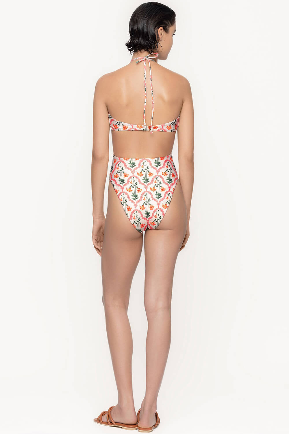 Mejorana Printed Cutouts Halter One Piece Swimsuit
