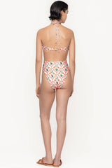 Mejorana Printed Cutouts Halter One Piece Swimsuit